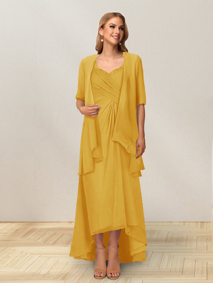 A-Line/Princess Sleeveless Long Formal Evening Dresses With Ruffles &amp; Jacket
