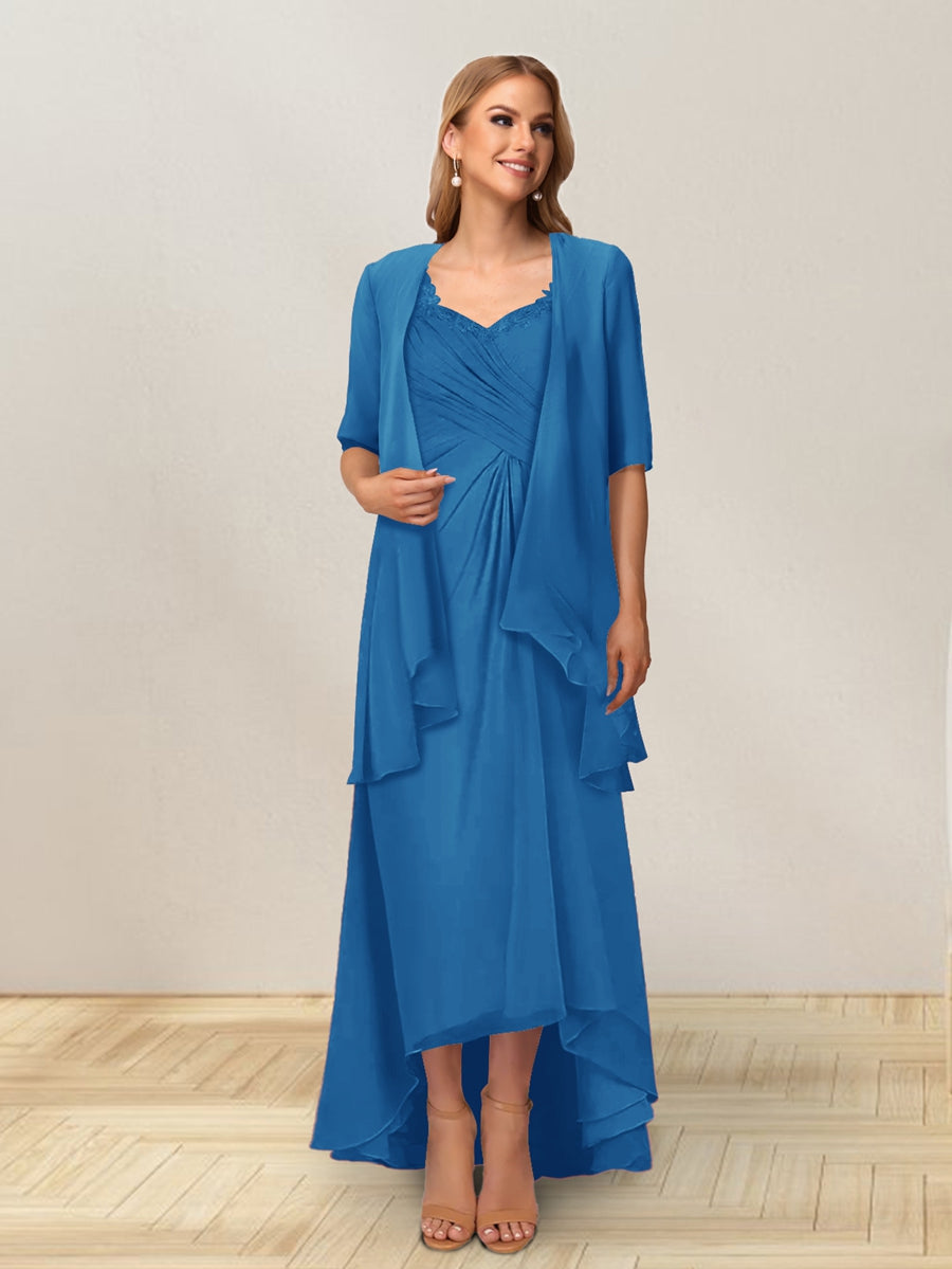 A-Line/Princess Sleeveless Long Formal Evening Dresses With Ruffles &amp; Jacket