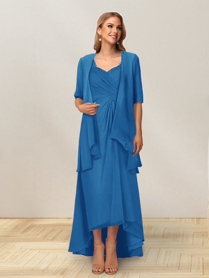 A-Line/Princess Sleeveless Long Formal Evening Dresses With Ruffles &amp; Jacket