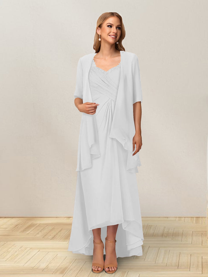 A-Line/Princess Sleeveless Long Formal Evening Dresses With Ruffles &amp; Jacket