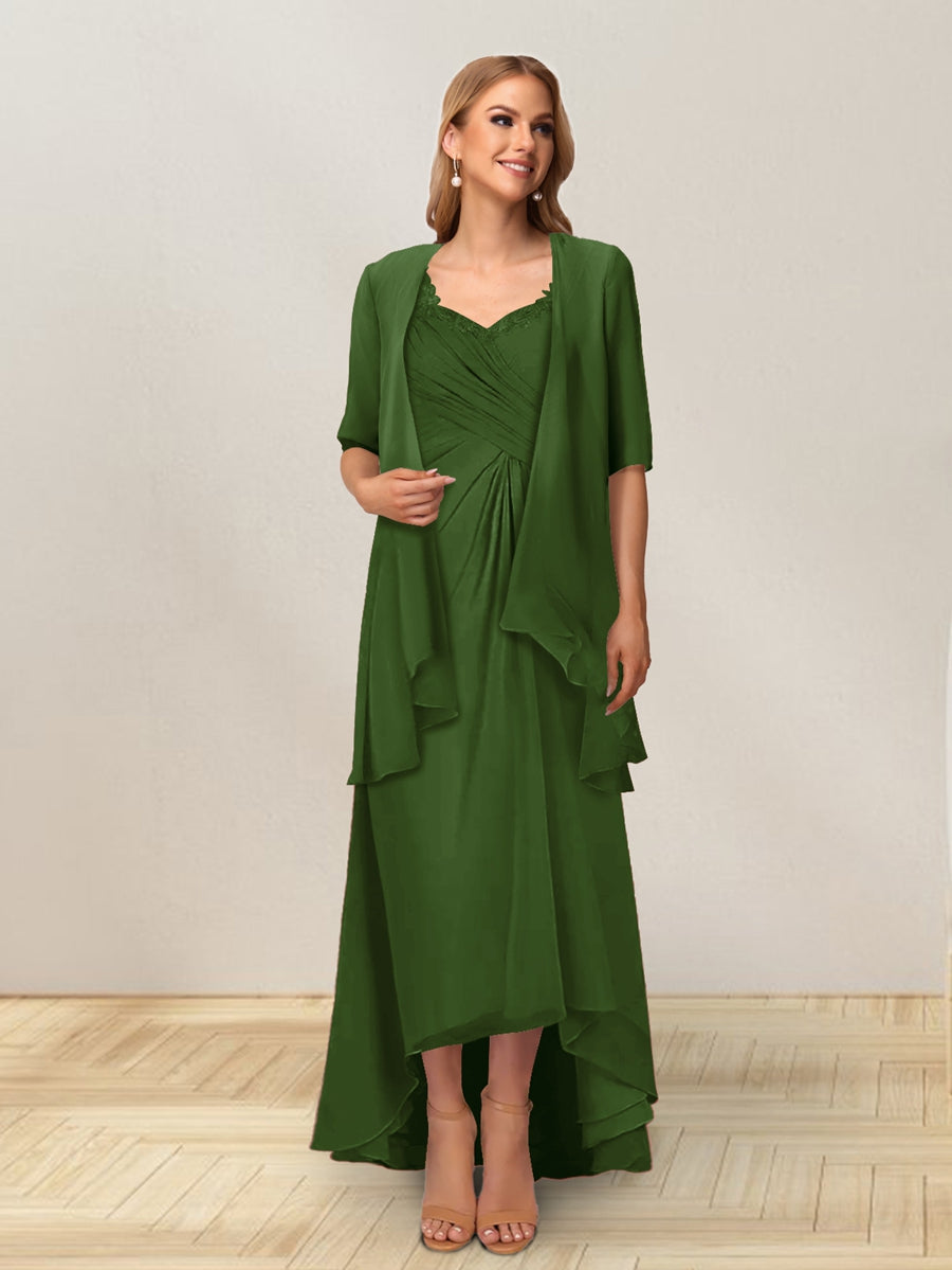 A-Line/Princess Sleeveless Long Formal Evening Dresses With Ruffles &amp; Jacket