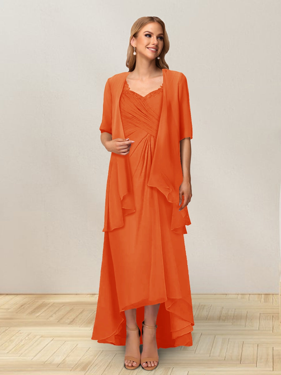 A-Line/Princess Sleeveless Long Formal Evening Dresses With Ruffles &amp; Jacket