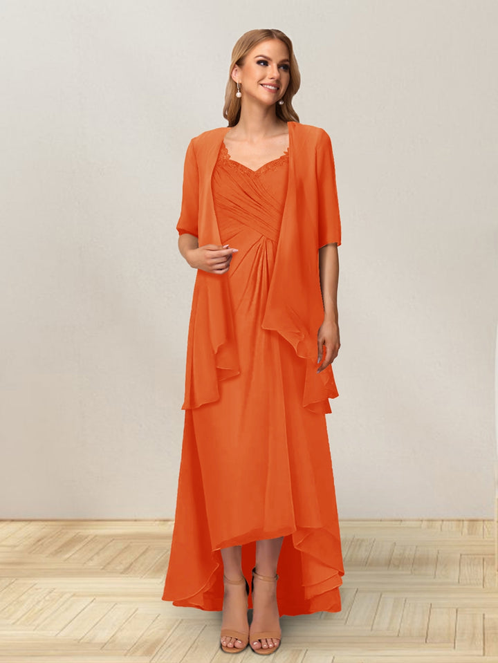 A-Line/Princess Sleeveless Long Formal Evening Dresses With Ruffles &amp; Jacket