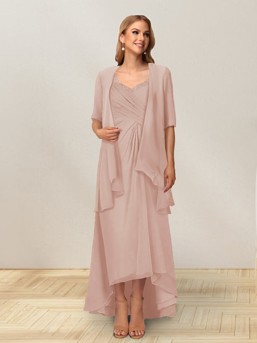 A-Line/Princess Sleeveless Long Formal Evening Dresses With Ruffles &amp; Jacket