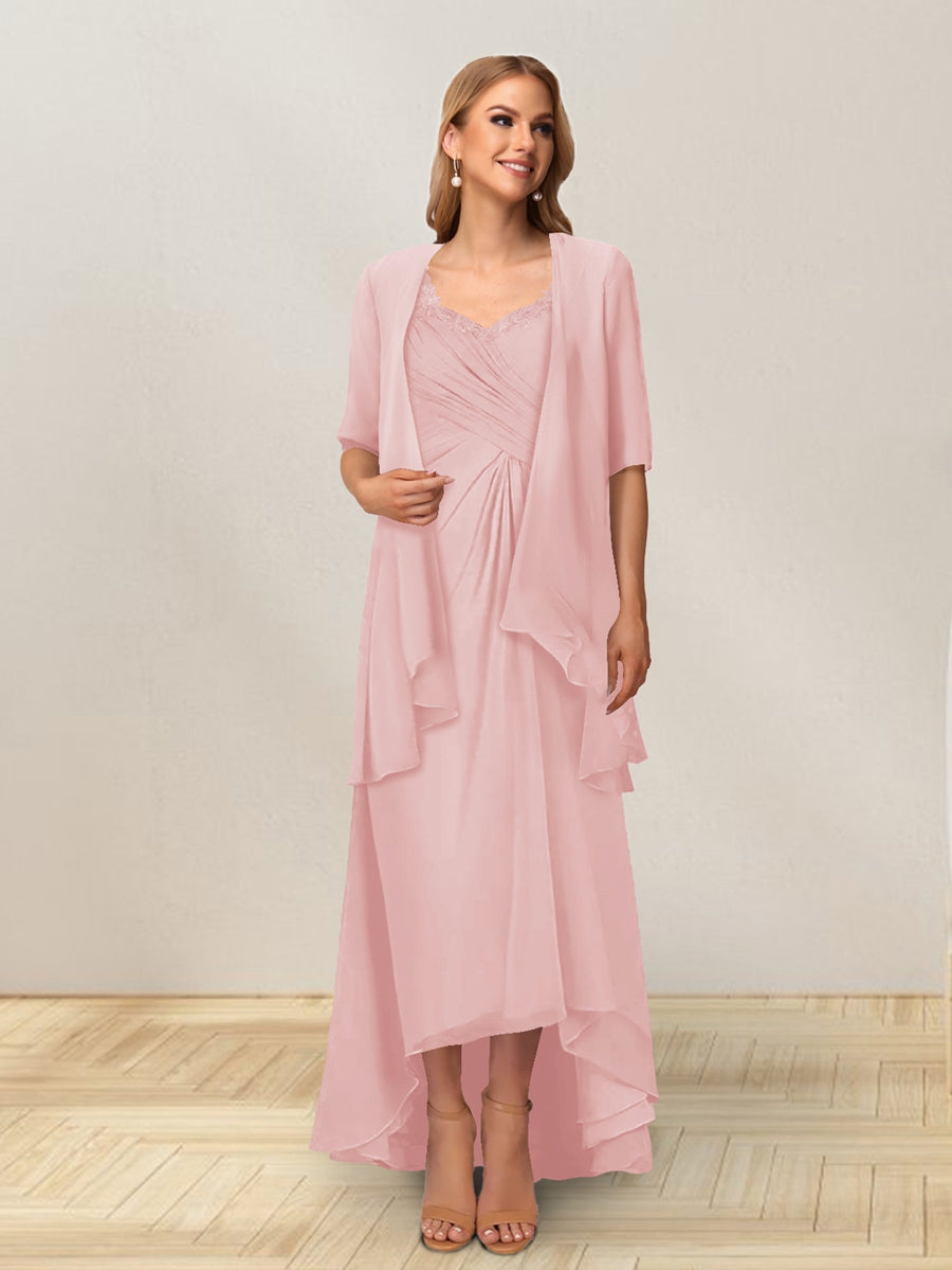 A-Line/Princess Sleeveless Long Formal Evening Dresses With Ruffles &amp; Jacket