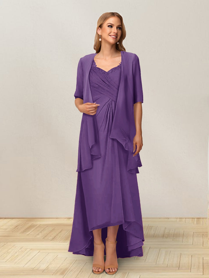 A-Line/Princess Sleeveless Long Formal Evening Dresses With Ruffles &amp; Jacket