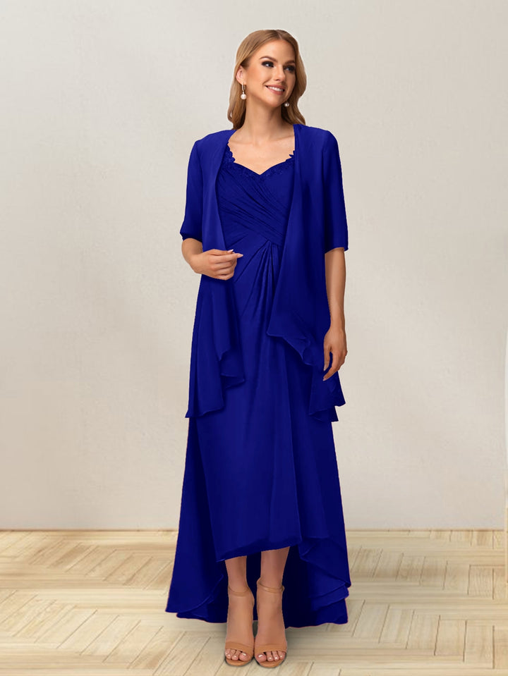 A-Line/Princess Sleeveless Long Formal Evening Dresses With Ruffles &amp; Jacket