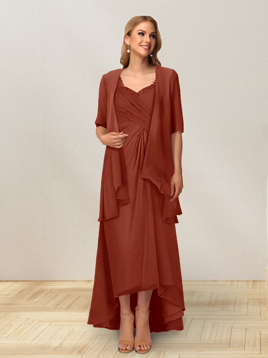 A-Line/Princess Sleeveless Long Formal Evening Dresses With Ruffles &amp; Jacket