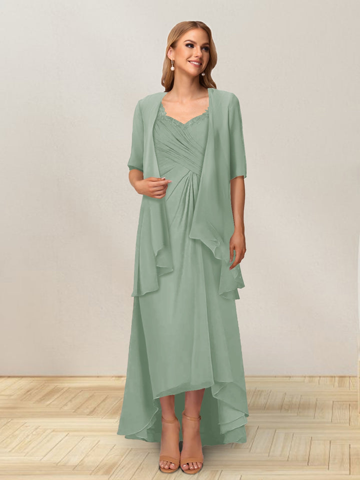 A-Line/Princess Sleeveless Long Formal Evening Dresses With Ruffles &amp; Jacket