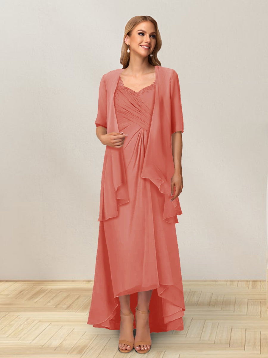 A-Line/Princess Sleeveless Long Formal Evening Dresses With Ruffles &amp; Jacket