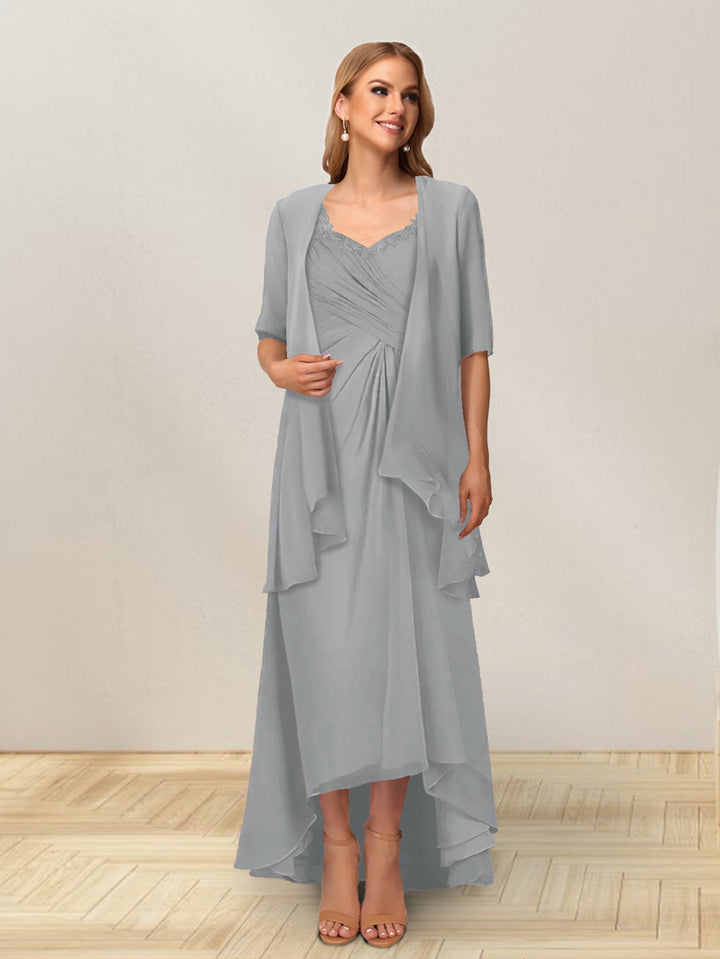 A-Line/Princess Sleeveless Long Formal Evening Dresses With Ruffles &amp; Jacket