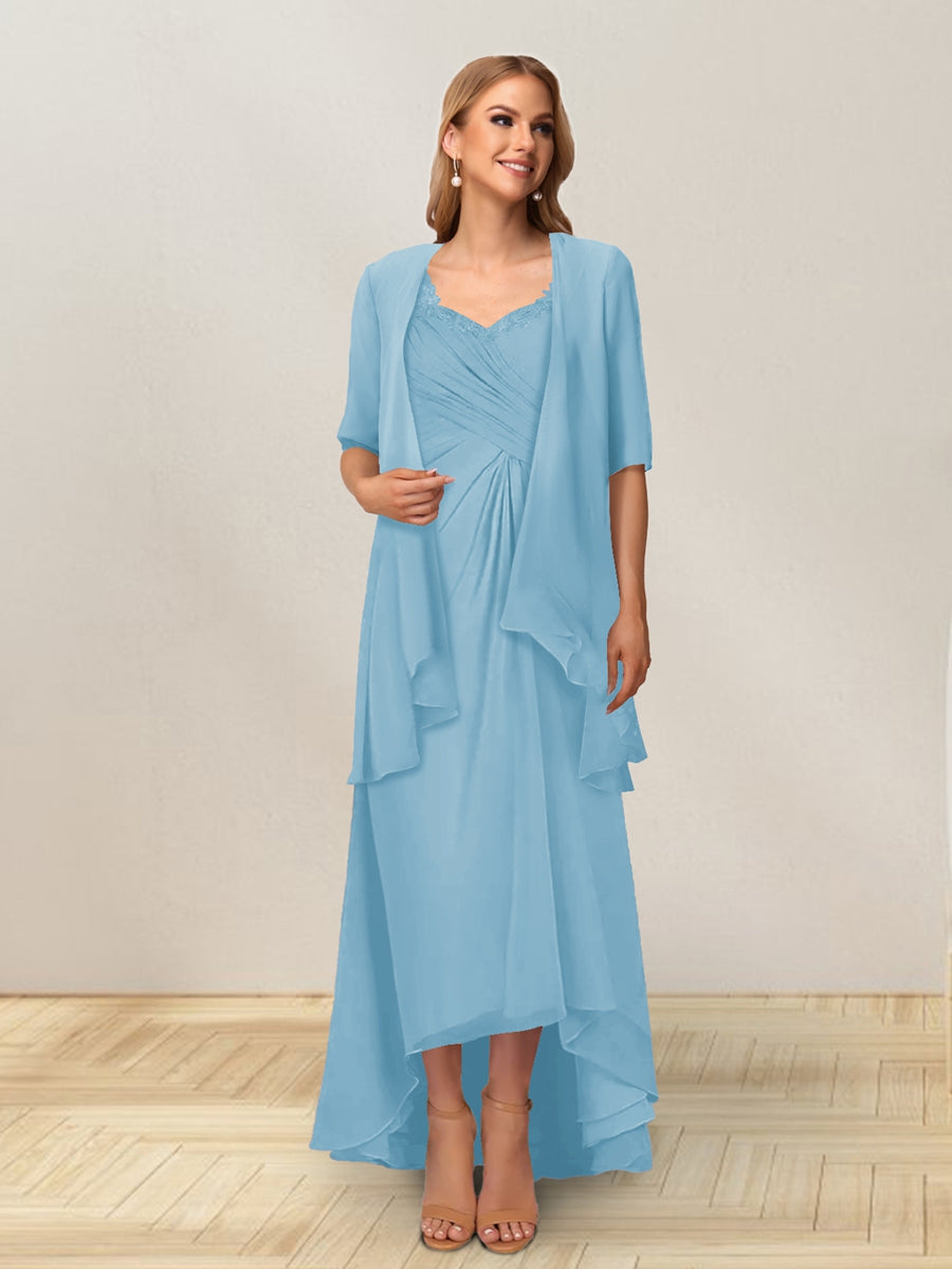 A-Line/Princess Sleeveless Long Formal Evening Dresses With Ruffles &amp; Jacket