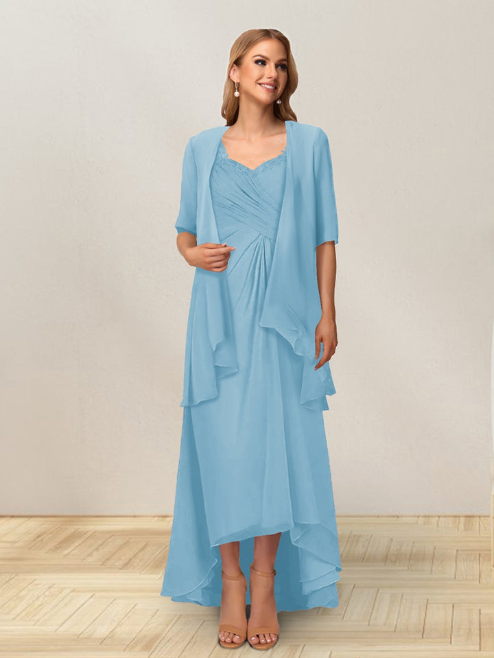 A-Line/Princess Sleeveless Long Formal Evening Dresses With Ruffles &amp; Jacket