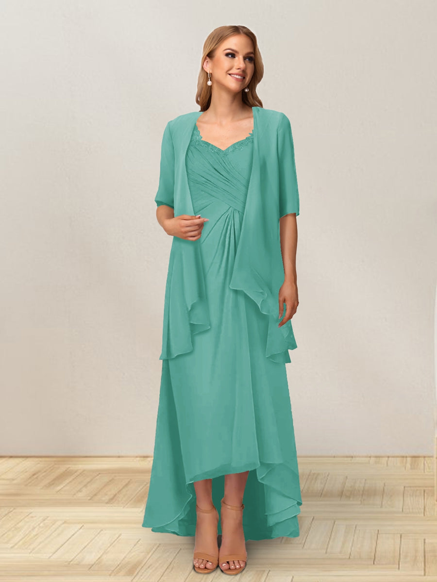 A-Line/Princess Sleeveless Long Formal Evening Dresses With Ruffles &amp; Jacket