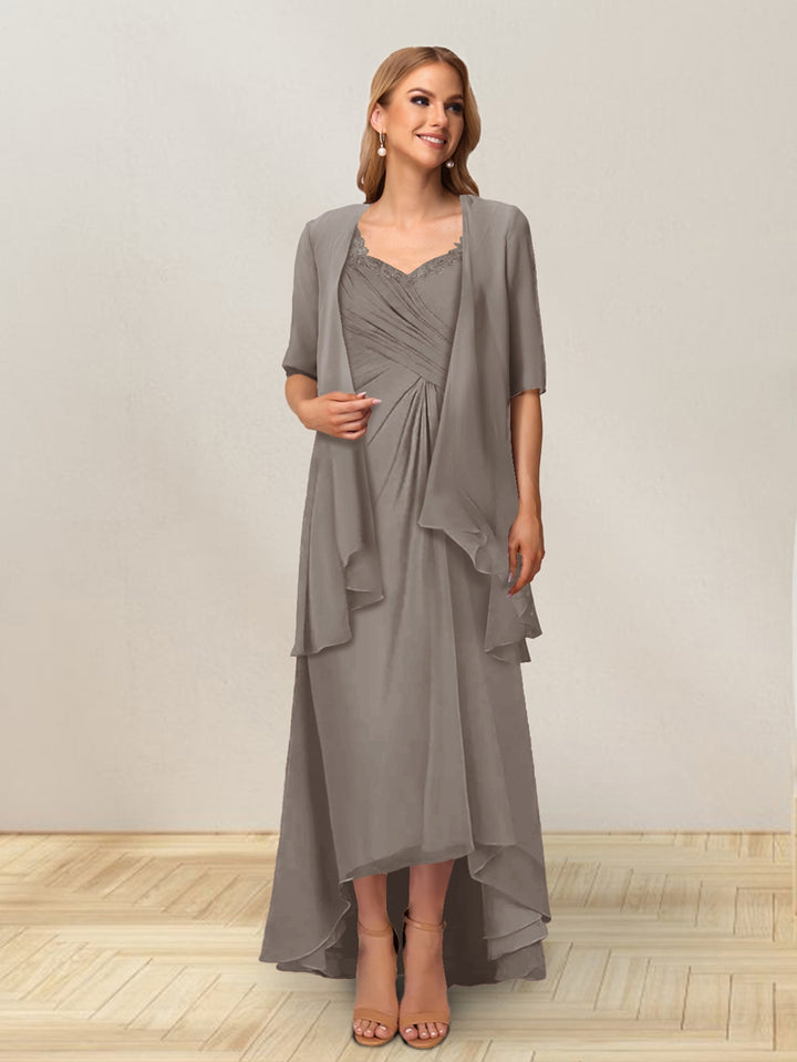 A-Line/Princess Sleeveless Long Formal Evening Dresses With Ruffles &amp; Jacket