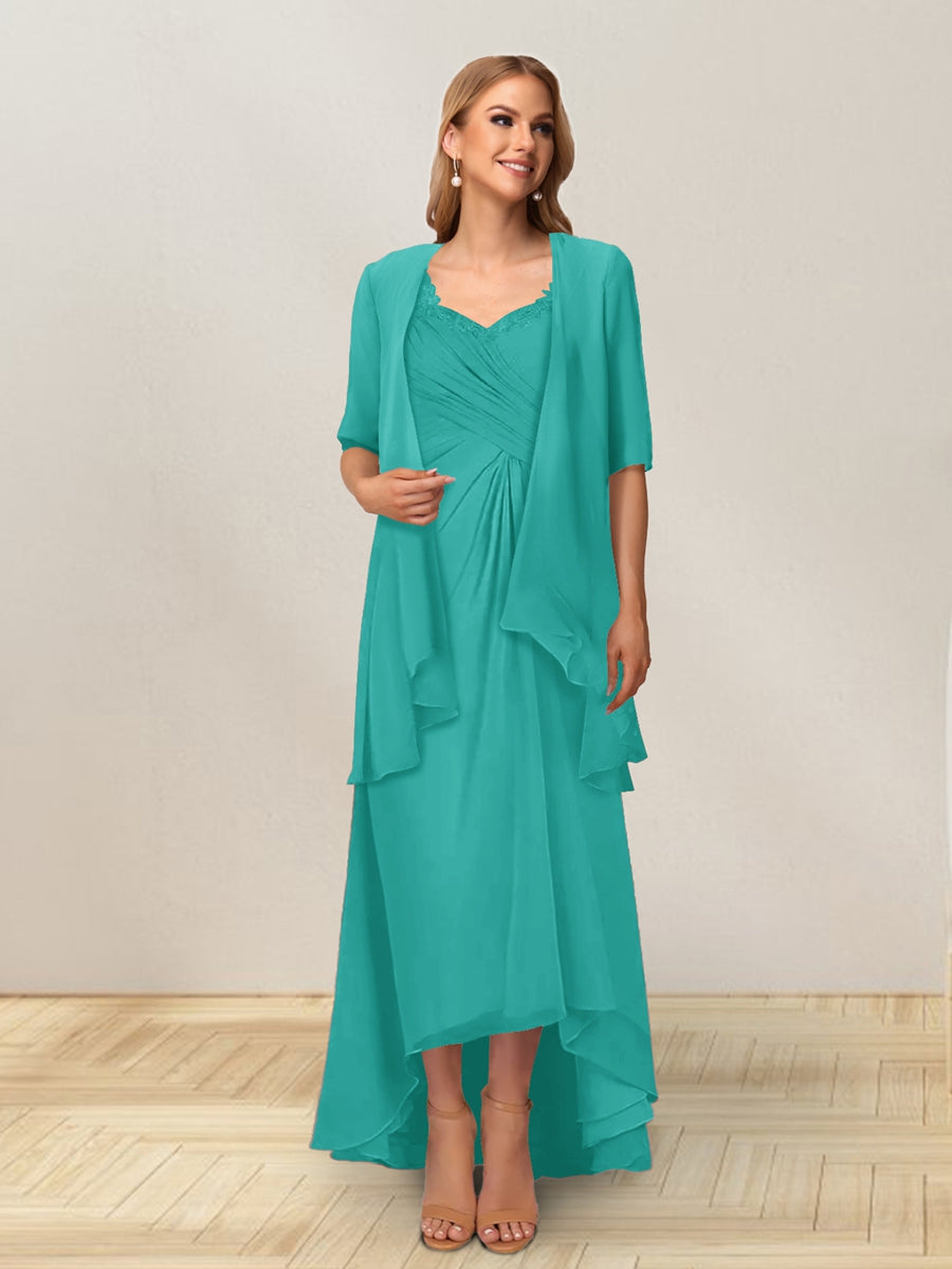 A-Line/Princess Sleeveless Long Formal Evening Dresses With Ruffles &amp; Jacket