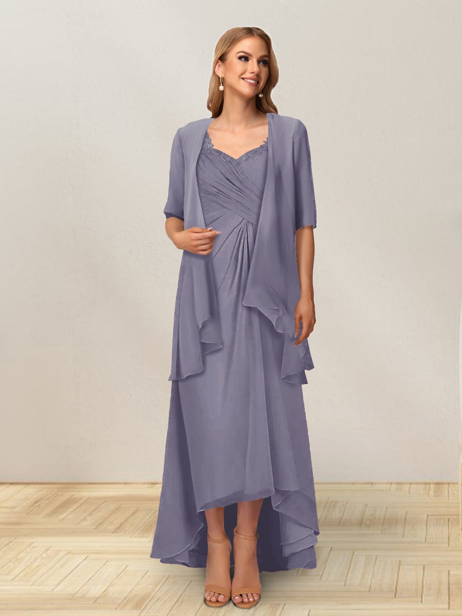 A-Line/Princess Sleeveless Long Formal Evening Dresses With Ruffles &amp; Jacket