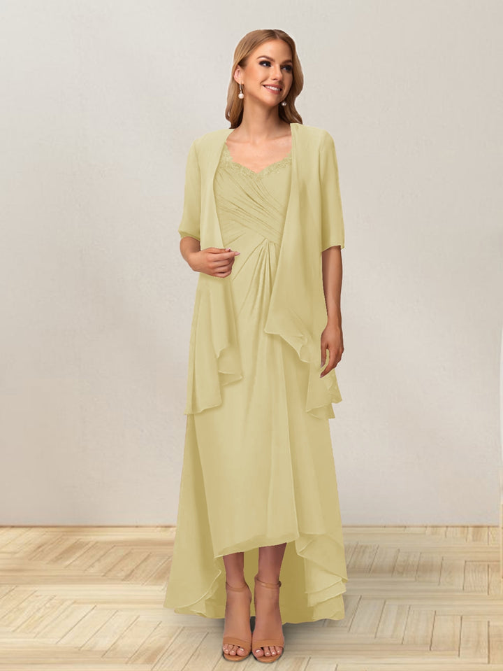 A-Line/Princess Sleeveless Long Formal Evening Dresses With Ruffles &amp; Jacket