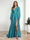 A-Line/Princess V-Neck Long Sleeves FLoor-Length Formal Dresses with Split Side