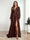 A-Line/Princess V-Neck Long Sleeves FLoor-Length Formal Dresses with Split Side