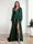 A-Line/Princess V-Neck Long Sleeves FLoor-Length Formal Dresses with Split Side