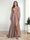 A-Line/Princess V-Neck Long Sleeves FLoor-Length Formal Dresses with Split Side