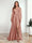 A-Line/Princess V-Neck Long Sleeves FLoor-Length Formal Dresses with Split Side