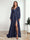 A-Line/Princess V-Neck Long Sleeves FLoor-Length Formal Dresses with Split Side