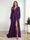 A-Line/Princess V-Neck Long Sleeves FLoor-Length Formal Dresses with Split Side