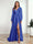 A-Line/Princess V-Neck Long Sleeves FLoor-Length Formal Dresses with Split Side