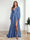 A-Line/Princess V-Neck Long Sleeves FLoor-Length Formal Dresses with Split Side