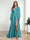 A-Line/Princess V-Neck Long Sleeves FLoor-Length Formal Dresses with Split Side