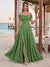A-Line/Princess Off-the-Shoulder Sleeveless Floor-Length Bridesmaid Dresses With Split Side & Belt