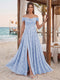 A-Line/Princess Off-the-Shoulder Sleeveless Floor-Length Bridesmaid Dresses With Split Side & Belt
