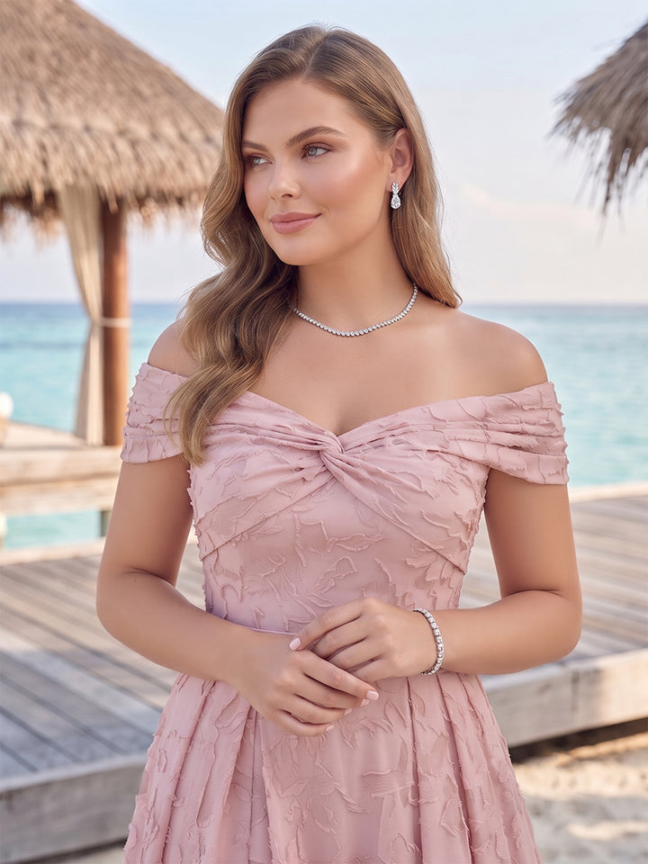 A-Line/Princess Off-the-Shoulder Sleeveless Floor-Length Plus Size Bridesmaid Dresses With Split Side &amp; Belt