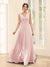 A-Line V-Neck Sleeveless Chiffon Bridesmaid Dresses With Pockets