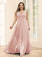 A-Line V-Neck Sleeveless Chiffon Plus Size Bridesmaid Dresses With Pockets