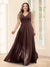 A-Line V-Neck Sleeveless Chiffon Plus Size Bridesmaid Dresses With Pockets