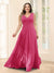 A-Line V-Neck Sleeveless Chiffon Plus Size Bridesmaid Dresses With Pockets