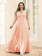A-Line V-Neck Sleeveless Chiffon Plus Size Bridesmaid Dresses With Pockets