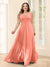 A-Line V-Neck Sleeveless Chiffon Plus Size Bridesmaid Dresses With Pockets