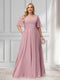 A-Line/Princess V-Neck Half Sleeves Chiffon Plus Size Bridesmaid Dresses with Pockets