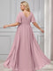 A-Line/Princess V-Neck Half Sleeves Chiffon Plus Size Bridesmaid Dresses with Pockets