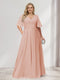 A-Line/Princess V-Neck Half Sleeves Chiffon Plus Size Bridesmaid Dresses with Pockets
