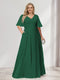 A-Line/Princess V-Neck Half Sleeves Chiffon Plus Size Bridesmaid Dresses with Pockets