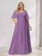 A-Line/Princess V-Neck Half Sleeves Chiffon Plus Size Bridesmaid Dresses with Pockets