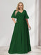 A-Line/Princess V-Neck Half Sleeves Chiffon Plus Size Bridesmaid Dresses with Pockets