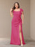 A-Line/Princess V-Neck Half Sleeves Chiffon Plus Size Bridesmaid Dresses with Pockets