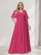 A-Line/Princess V-Neck Half Sleeves Chiffon Plus Size Bridesmaid Dresses with Pockets