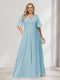 A-Line/Princess V-Neck Half Sleeves Chiffon Plus Size Bridesmaid Dresses with Pockets